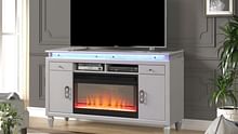 Pearla Electric Fireplace in Milky White